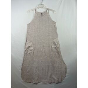 Laura Bianchi Linen Maxi Dress Women Medium Beige Slip Tank Pockets Beach